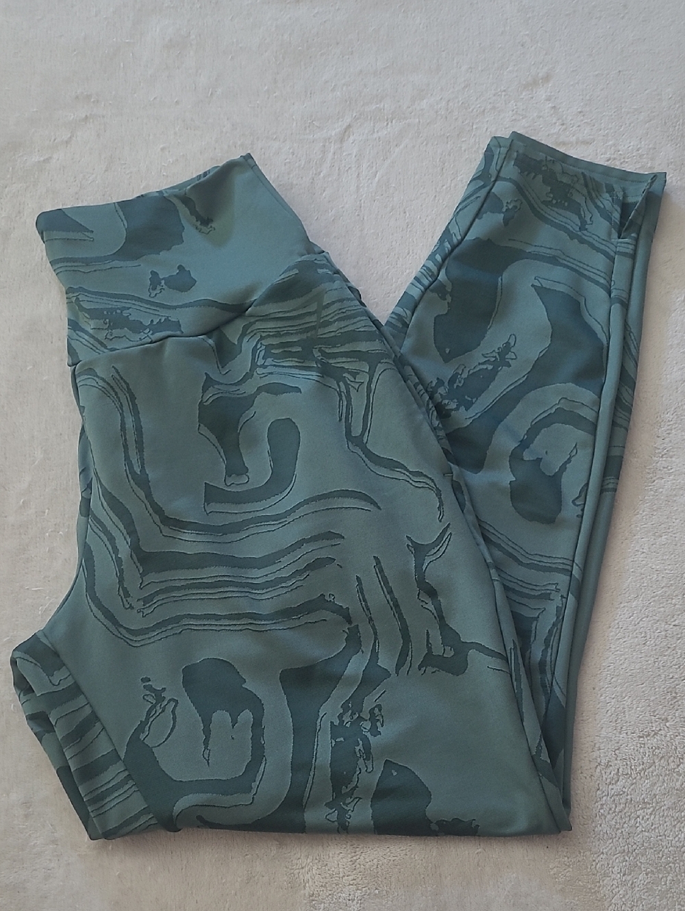 Gymshark Power Leggings Womens S Green Swirl High Rise Pockets Workout Yoga Gym